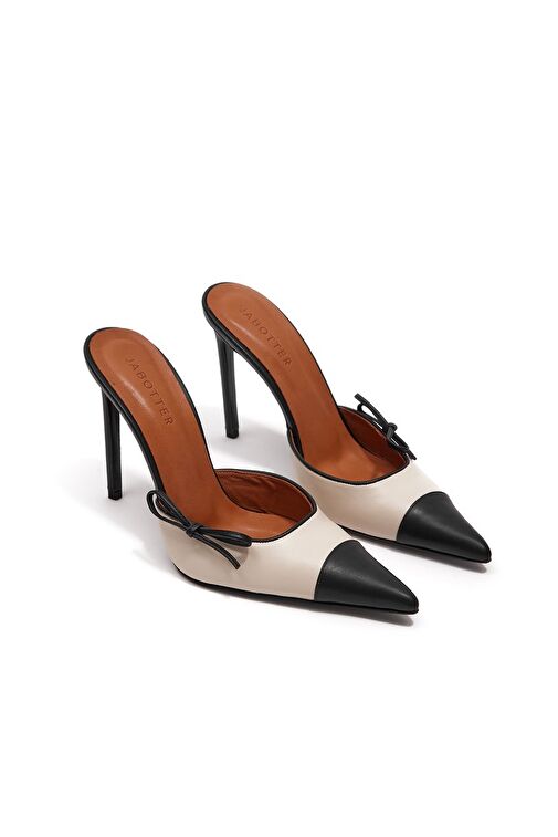 Jabotter Siyah-Bej Kadın Deri Topuklu Terlik JAB4545 / 2120K - Görsel 3