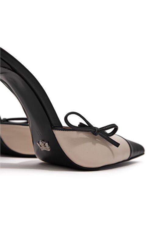 Jabotter Siyah-Bej Kadın Deri Topuklu Terlik JAB4545 / 2120K - Görsel 5