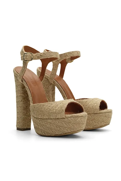 Jabotter Bej Kadın Platform Topuklu Ayakkabı JAB4562 / 517K - Görsel 3