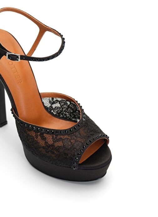 Jabotter Lavinia Saten & Dantel Platform Topuklu Ayakkabı - Görsel 4