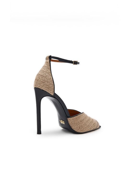Jabotter Bej-Siyah Kadın deri Stiletto JAB9904 / 2131K - Görsel 5