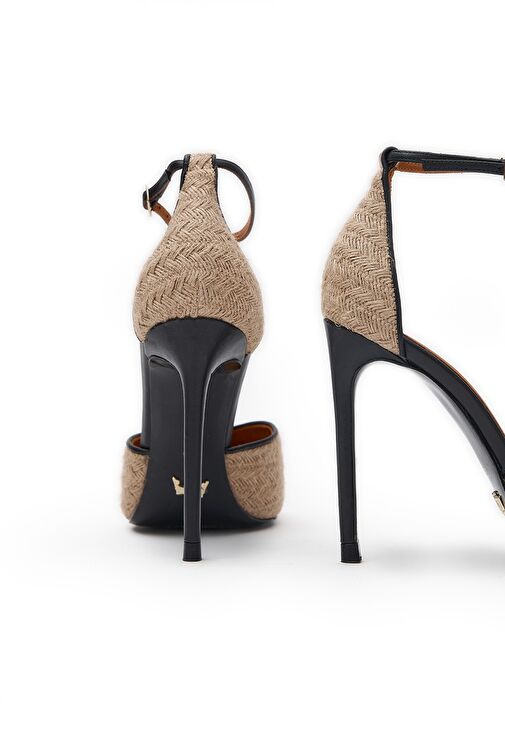 Jabotter Bej-Siyah Kadın deri Stiletto JAB9904 / 2131K - Görsel 6