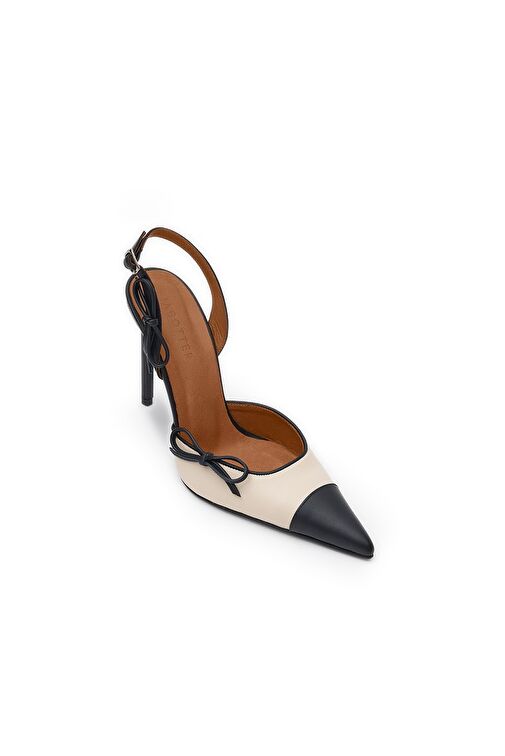 Jabotter Siyah-Bej Kadın Deri Topuklu Ayakkabı JAB9905 / 2120-1K - Görsel 6