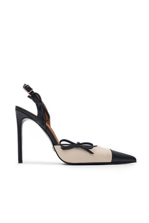 Jabotter Siyah-Bej Kadın Deri Topuklu Ayakkabı JAB9905 / 2120-1K - Görsel 2