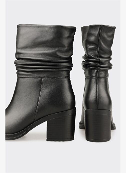 Siyah Deri Kadın Günlük Bot - Görsel 5