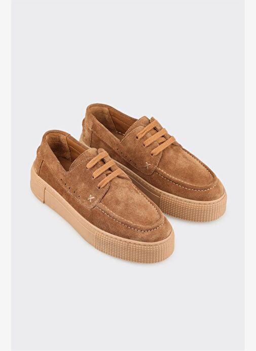 Taba Deri Kadın Spor Ayakkabı - Görsel 3