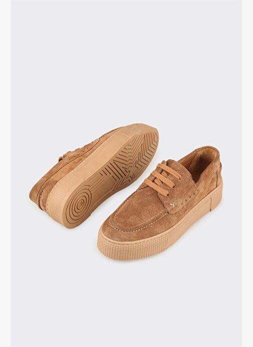 Taba Deri Kadın Spor Ayakkabı - Görsel 4