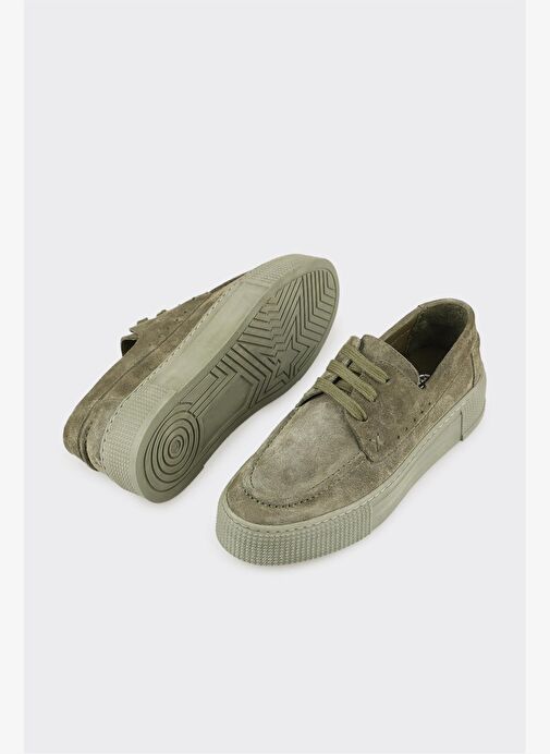 Haki Deri Kadın Spor Ayakkabı - Görsel 4