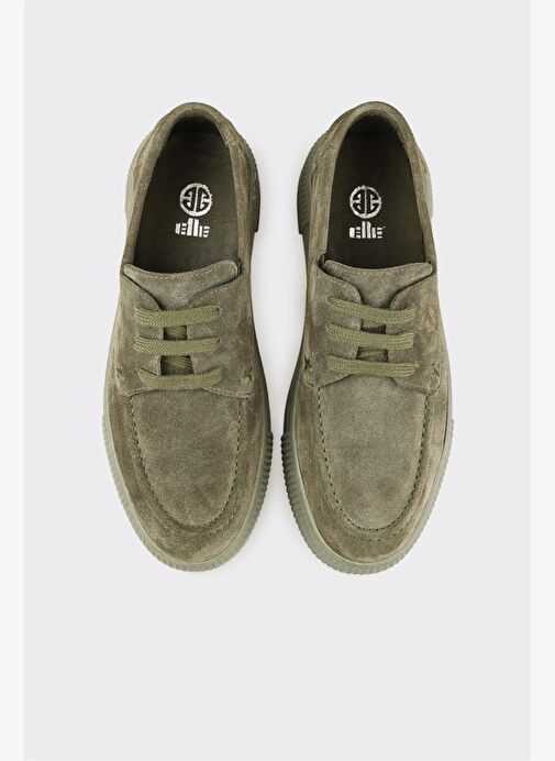 Haki Deri Kadın Spor Ayakkabı - Görsel 5