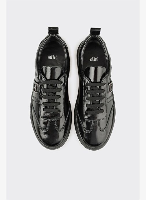 Siyah Deri Kadın Spor Ayakkabı - Görsel 5