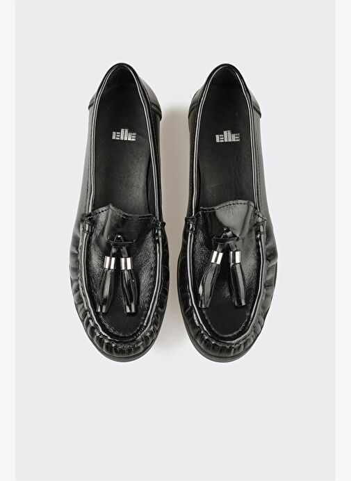 Siyah Deri Kadın Günlük Ayakkabı - Görsel 5