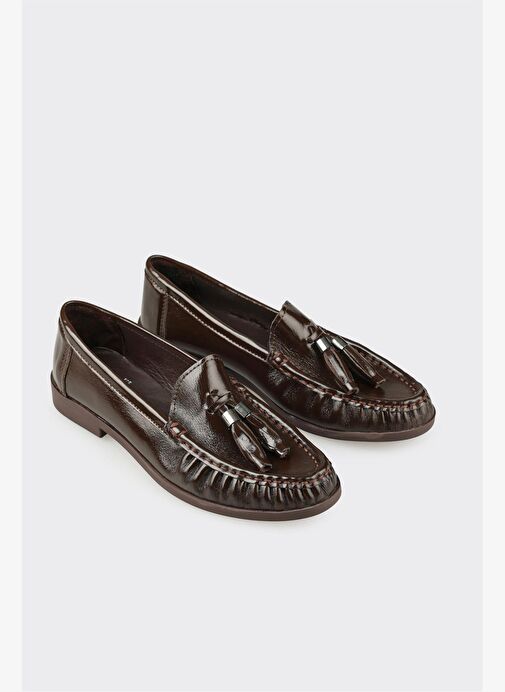 Kahve Deri Kadın Günlük Ayakkabı - Görsel 3