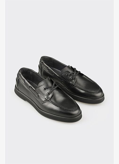 Siyah Deri Erkek Günlük Ayakkabı - Görsel 3