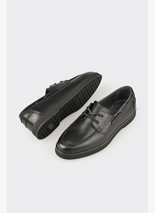 Siyah Deri Erkek Günlük Ayakkabı - Görsel 4