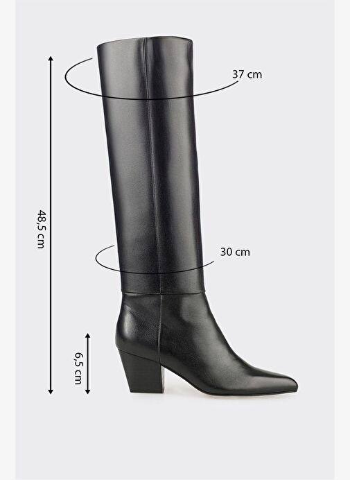 Siyah Deri Kadın Çizme - Görsel 6