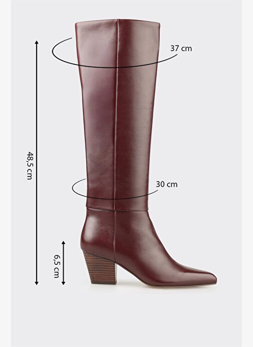 Bordo Deri Kadın Çizme - Görsel 6