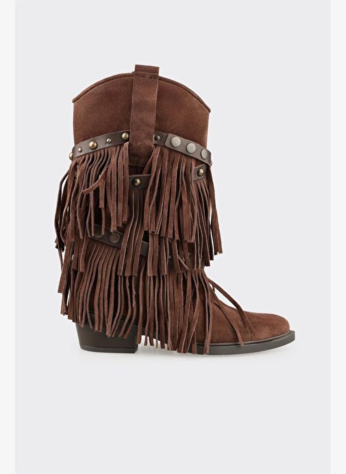 Kahve Deri Kadın Western Çizme - Görsel 2