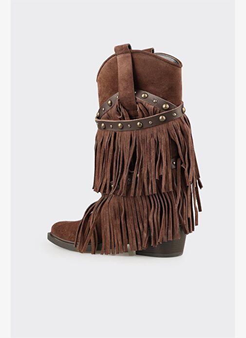 Kahve Deri Kadın Western Çizme - Görsel 4