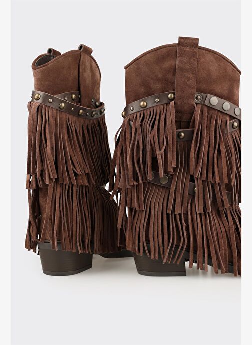 Kahve Deri Kadın Western Çizme - Görsel 5