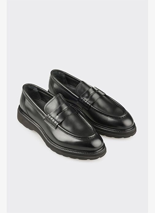 Siyah Deri Erkek Günlük Ayakkabı - Görsel 3