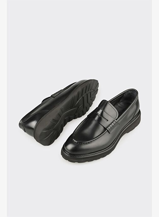 Siyah Deri Erkek Günlük Ayakkabı - Görsel 4