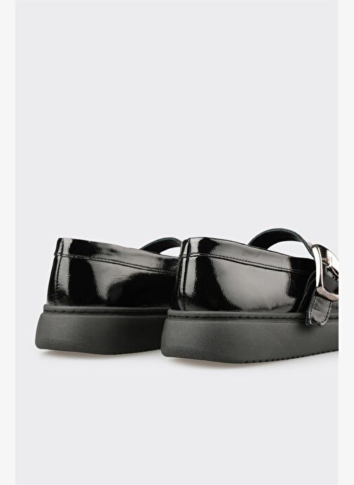 Siyah Deri Kadın Günlük Ayakkabı - Görsel 6