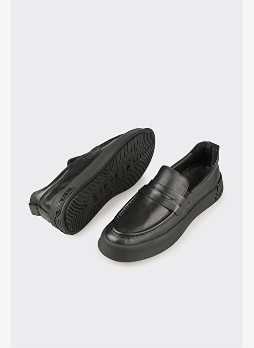 Siyah Deri Erkek Günlük Ayakkabı - Görsel 4