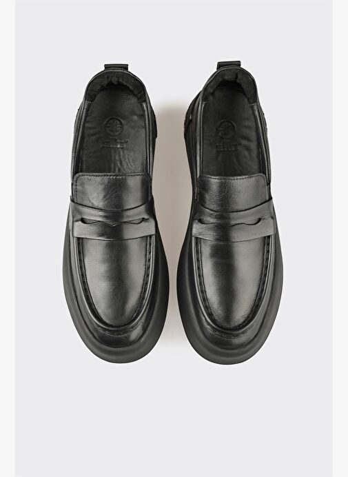 Siyah Deri Erkek Günlük Ayakkabı - Görsel 5
