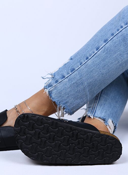 Manijero Siyah Kadın Deri Terlik MNJ.011.01 - Görsel 6