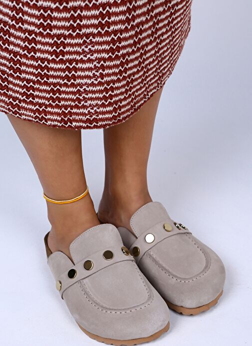 Manijero Bej Kadın Süet Terlik MNJ.011.03 - Görsel 4