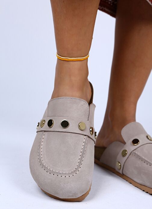 Manijero Bej Kadın Süet Terlik MNJ.011.03 - Görsel 6