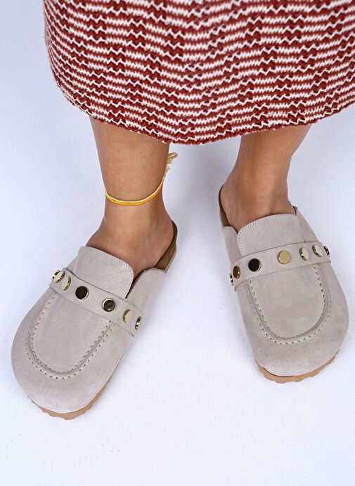 Manijero Bej Kadın Süet Terlik MNJ.011.03 - Görsel 2