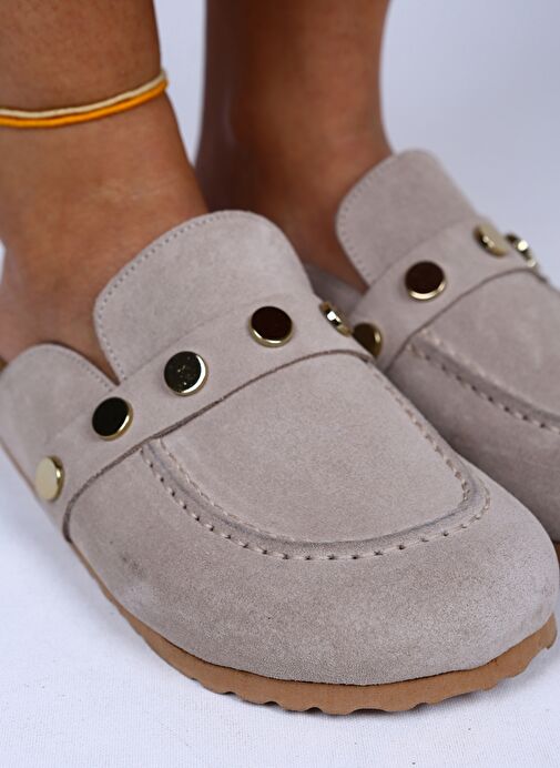 Manijero Bej Kadın Süet Terlik MNJ.011.03 - Görsel 5