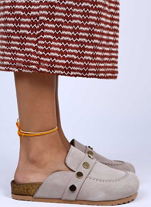 Manijero Bej Kadın Süet Terlik MNJ.011.03 - Görsel 3