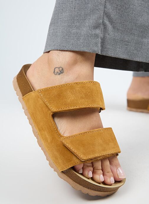 Manijero Sarı Kadın Süet Terlik MNJ.009.04 - Görsel 6