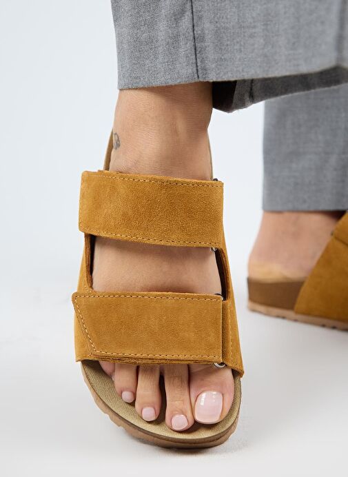 Manijero Sarı Kadın Süet Terlik MNJ.009.04 - Görsel 7