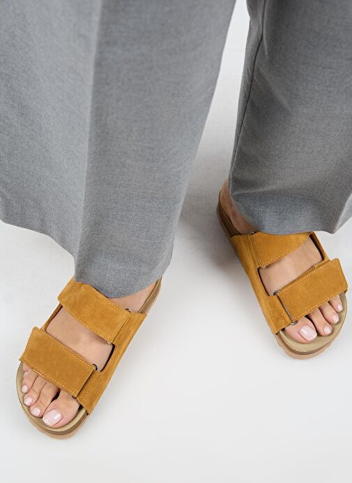 Manijero Sarı Kadın Süet Terlik MNJ.009.04 - Görsel 8