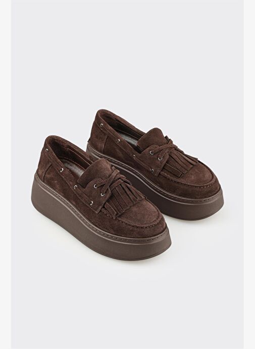 Kahve Deri Kadın Günlük Ayakkabı - Görsel 3