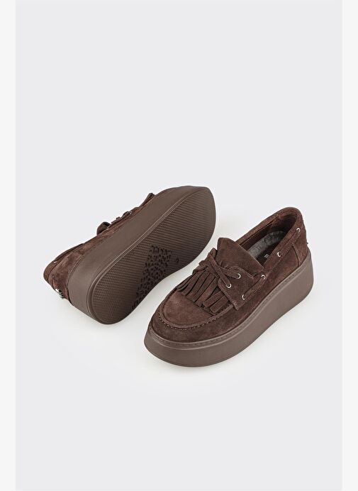 Kahve Deri Kadın Günlük Ayakkabı - Görsel 4