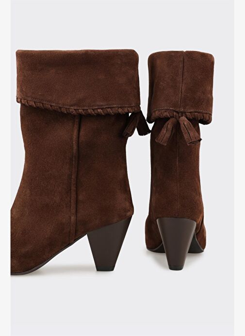 Kahve Deri Kadın Klasik Bot - Görsel 5