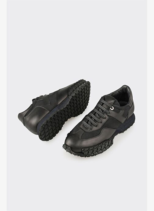 Siyah Deri Erkek Spor Ayakkabı - Görsel 4