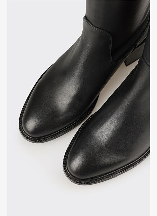 Siyah Kadın Orta Topuk Çizme - Görsel 5