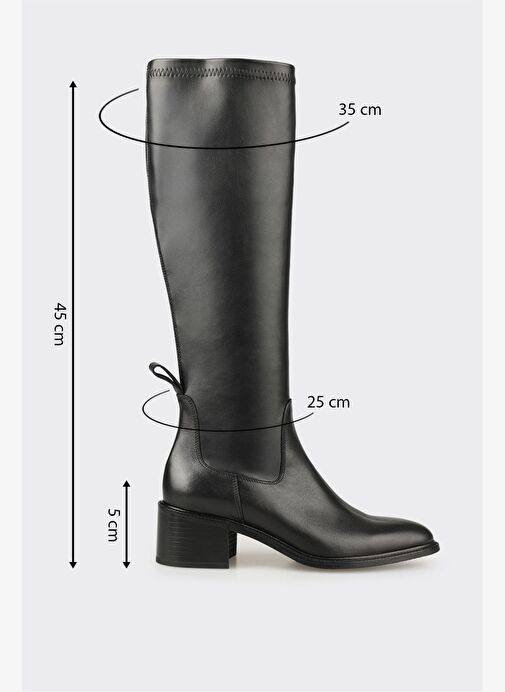 Siyah Kadın Orta Topuk Çizme - Görsel 6