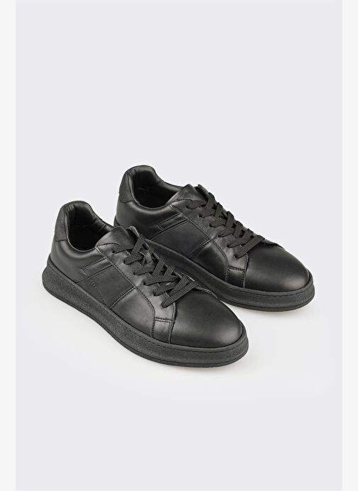 Siyah Deri Erkek Günlük Ayakkabı - Görsel 3