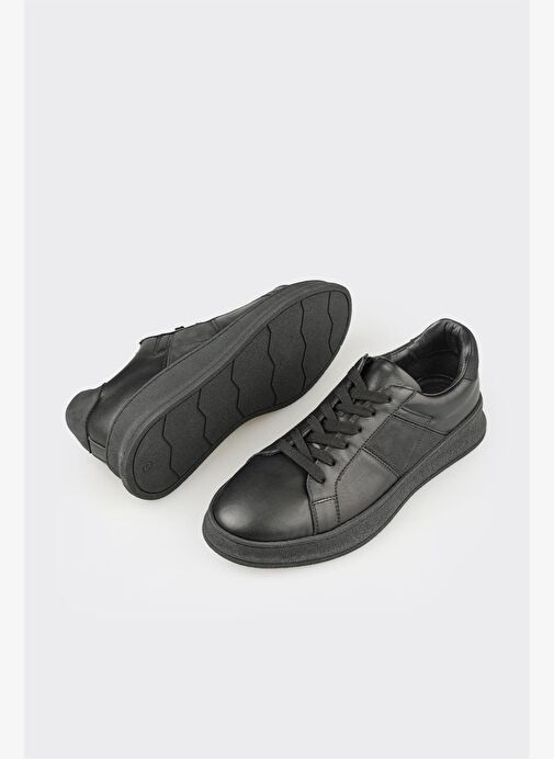 Siyah Deri Erkek Günlük Ayakkabı - Görsel 4