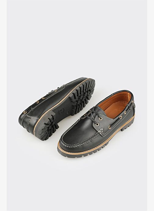 Siyah Deri Erkek Günlük Ayakkabı - Görsel 4