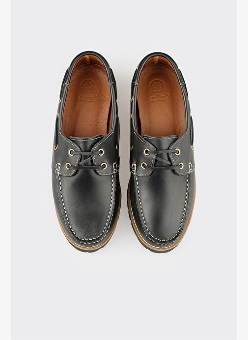 Siyah Deri Erkek Günlük Ayakkabı - Görsel 5