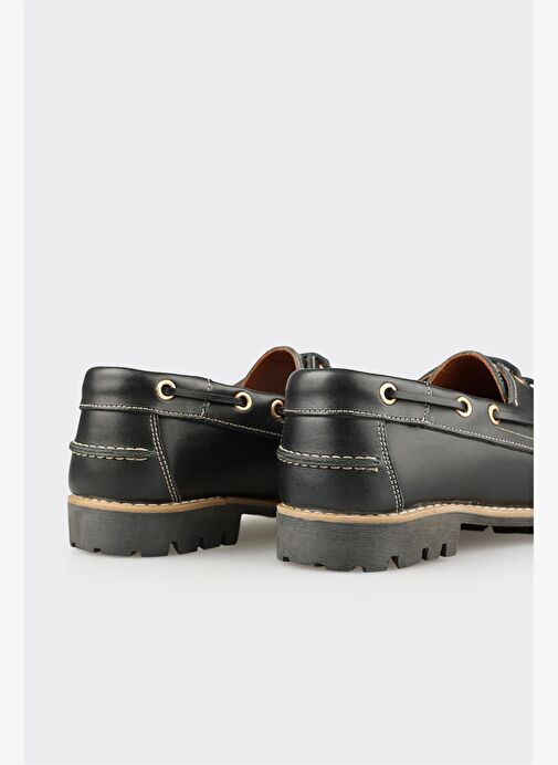 Siyah Deri Erkek Günlük Ayakkabı - Görsel 6