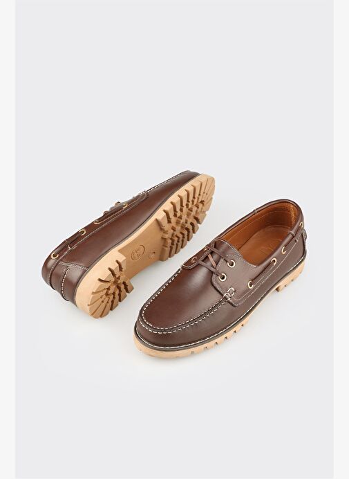 Kahve Deri Erkek Günlük Ayakkabı - Görsel 4