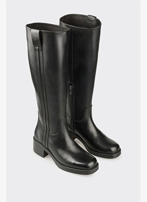 Siyah Deri Kadın Çizme - Görsel 3